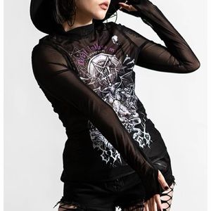 NWT Cursed Mesh Top - XXL / Black / 92% Polyester 8% Elastane
